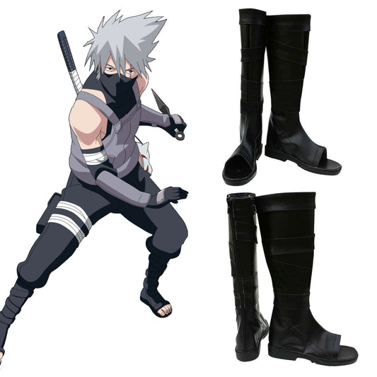 Naruto Kakashi Hatake ANBU Black Ops Black Shoes Cosplay Boots