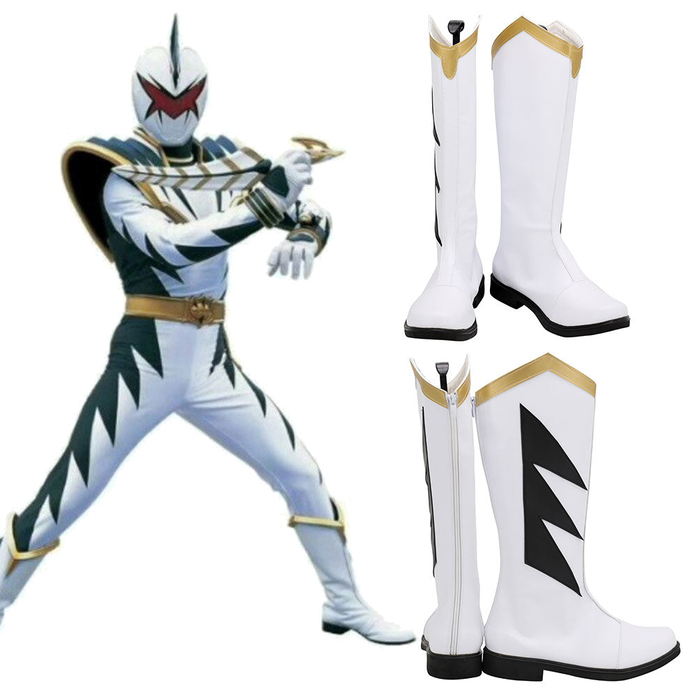 Power Rangers Dino Thunder White Dino Ranger White Shoes Cosplay Boots