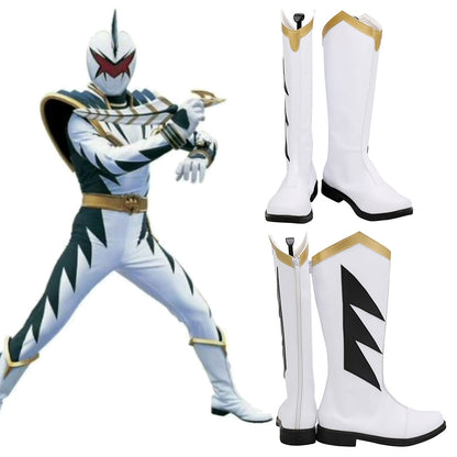 Power Rangers Dino Thunder White Dino Ranger White Shoes Cosplay Boots