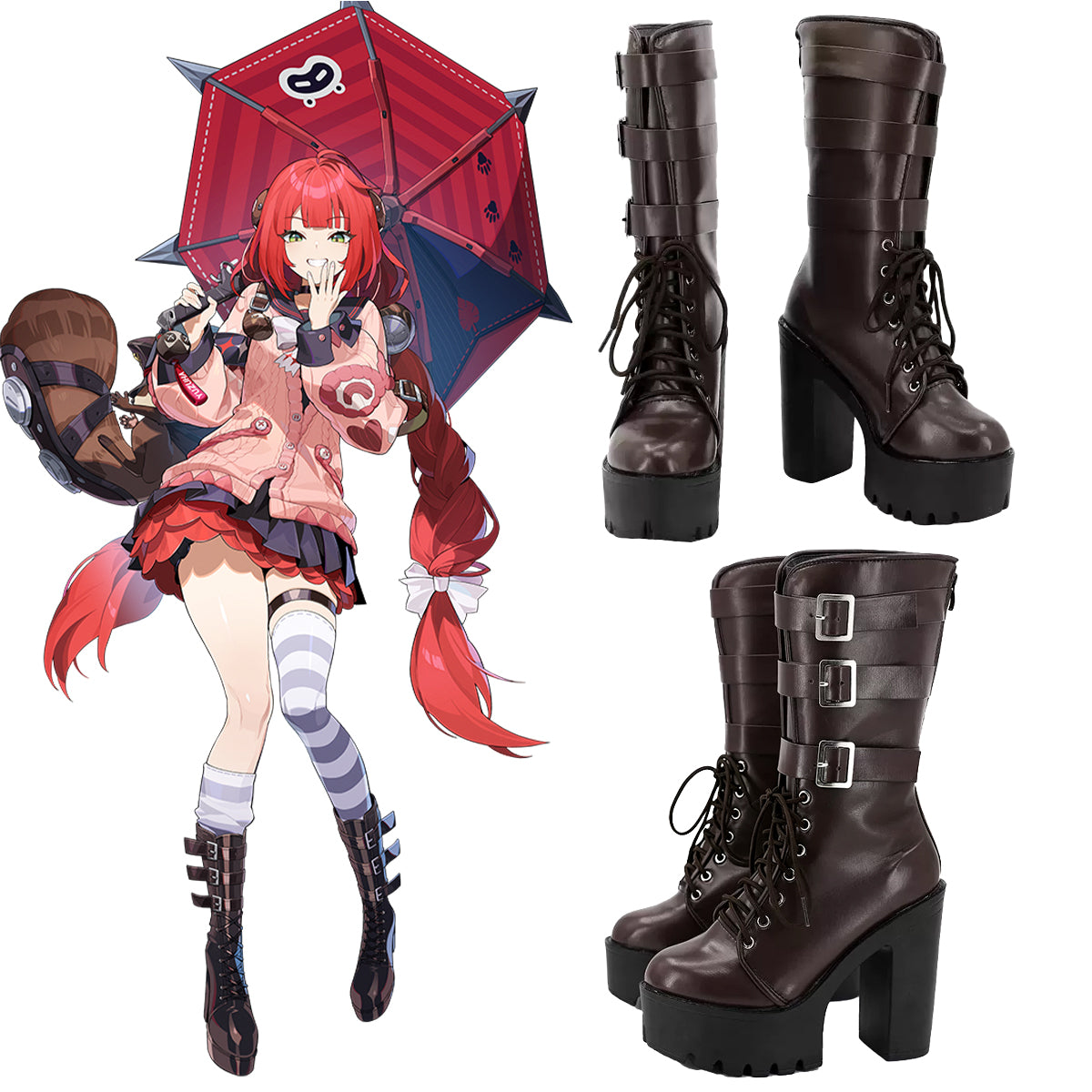 Akatsuki Deidara de Naruto Halloween zapatos blancos botas de Cosplay