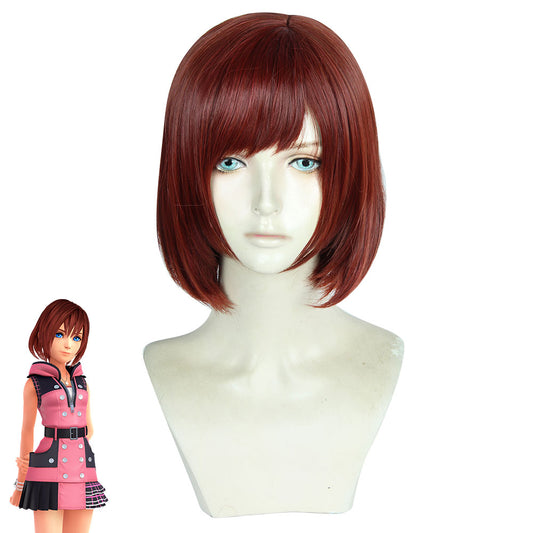 Kingdom Hearts III Kairi Red Brown Cosplay Wig