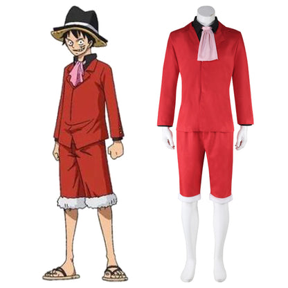 One Piece Monkey D Luffy Red New Cosplay Costume
