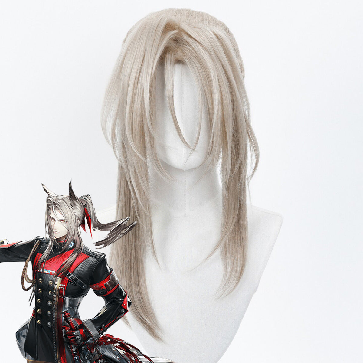 Peluca cosplay de plata de Arlan Honkai: Star Rail