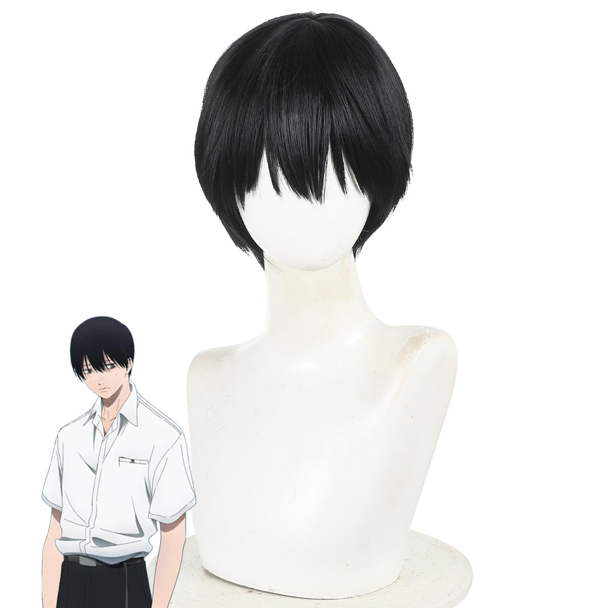 The Summer Hikaru Died Tsujinaka Yoshiki Black Cosplay Wig