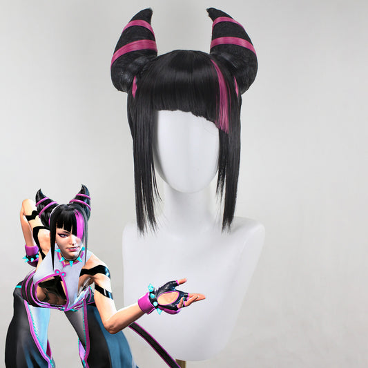 Street Fighter VI 6 Juri Han Purple Black Cosplay Wig