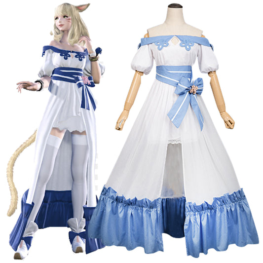 Final Fantasy XIV FF14 Spring Dress Miqo'te Cosplay Costume