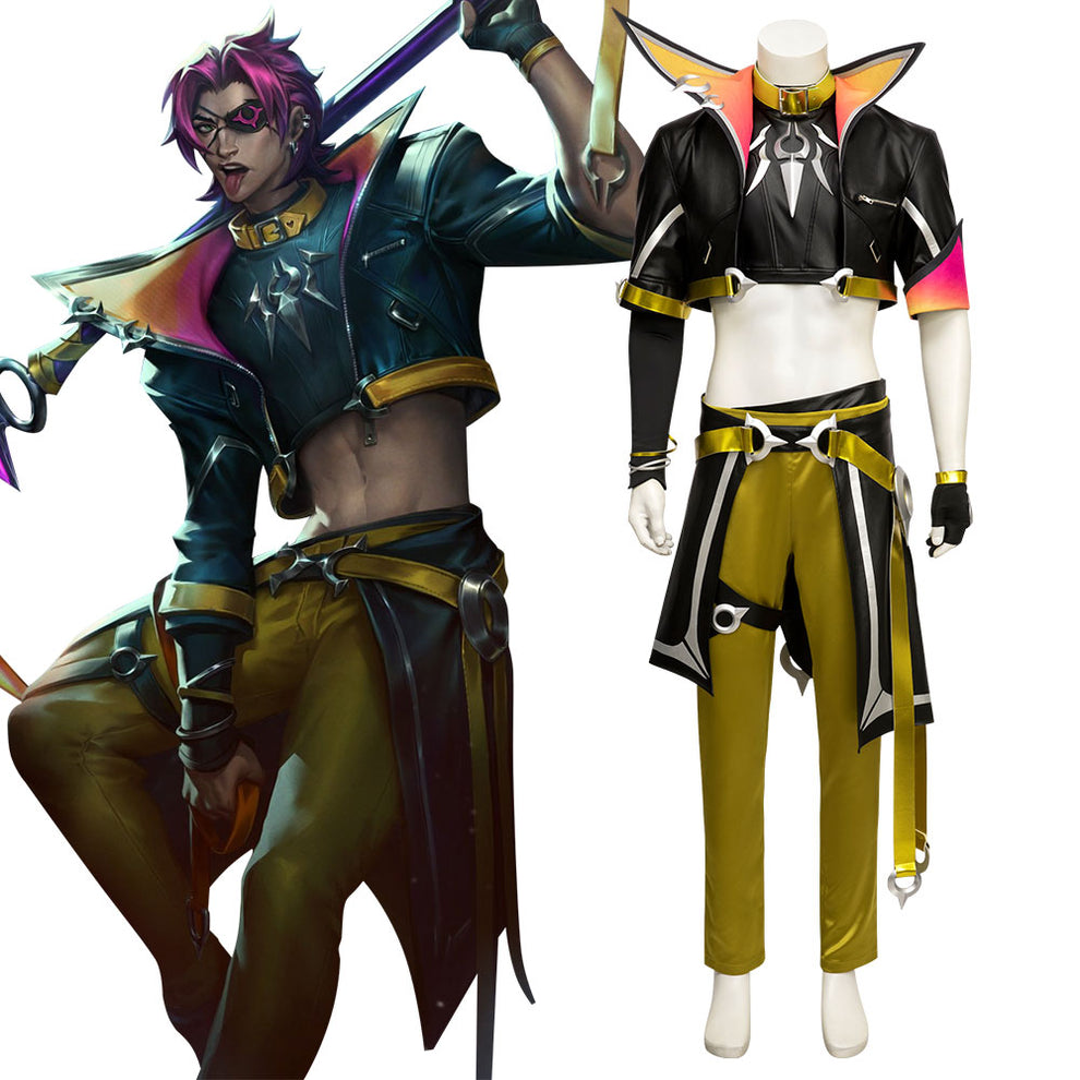 LOL Kayn Heartsteel Cosplay Costume Adult Men Roleplay Outfits Full Set with Eye Mask main image 1
