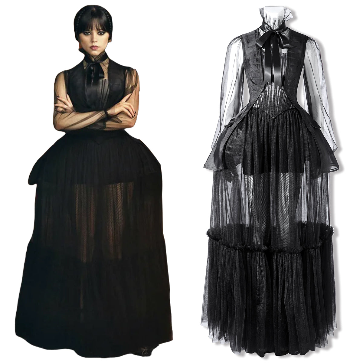Wednesday Season 2 Wednesday Black Dance Mesh Dress Cosplay Costume