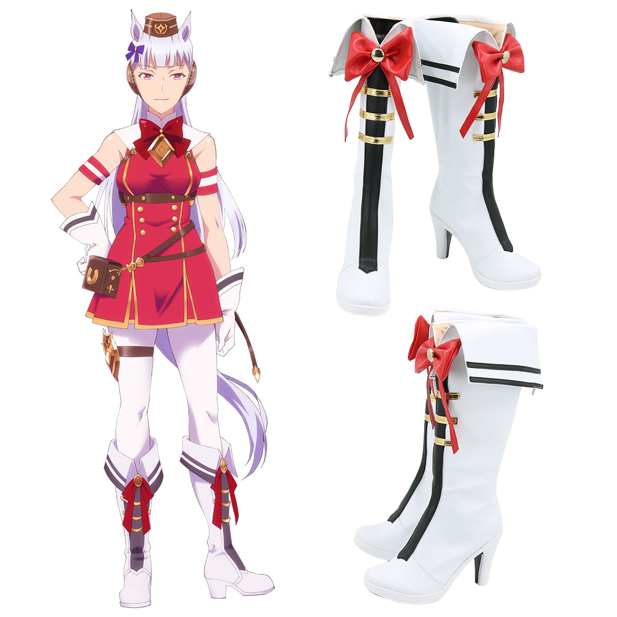 Uma Musume: Pretty Derby Season 2 Gold Ship White Shoes Cosplay Boots