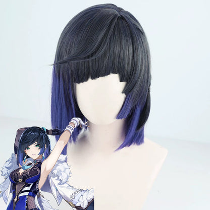 Parrucca Cosplay Genshin Impact Yelan nero viola