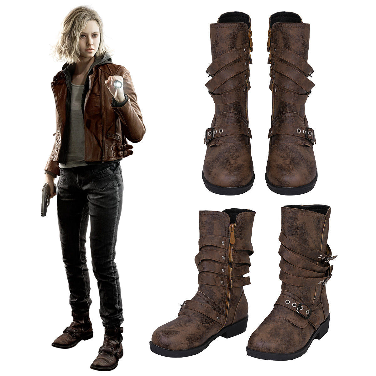 RE 9 RE Requiem Grace Ashcroft Brown Cosplay Shoes