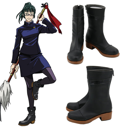Jujutsu Kaisen Sorcery Fight Maki Zen'in Black Cosplay Shoes