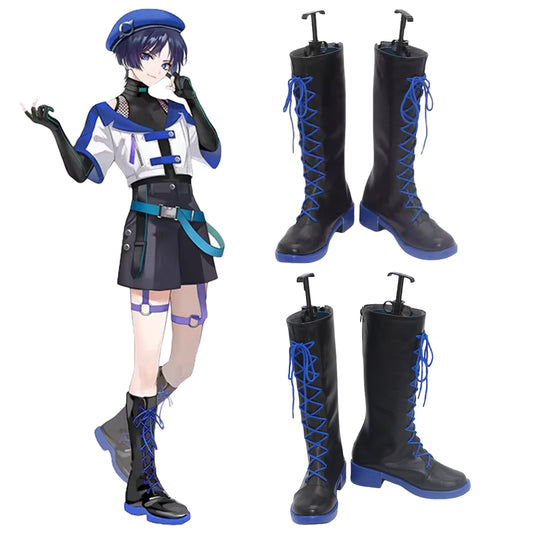 Genshin Impact Hoyofair2024 Flame Fusion Music And Art Festival Scaramouche The Wanderer Black Blue Shoes Cosplay Boots
