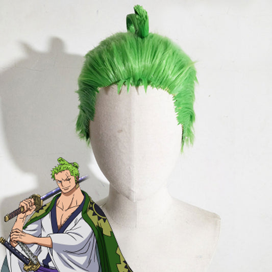 One Piece Wano Country Arc Roronoa Zoro Green Cosplay Wig