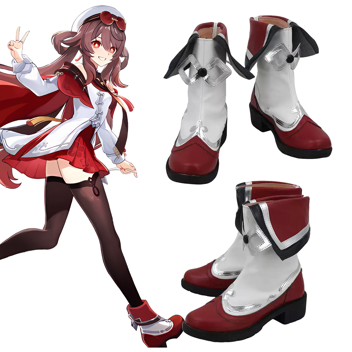 Akatsuki Deidara de Naruto Halloween zapatos blancos botas de Cosplay