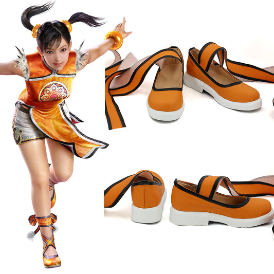 Tekken 3 Ling Xiaoyu Orange Cosplay Shoes