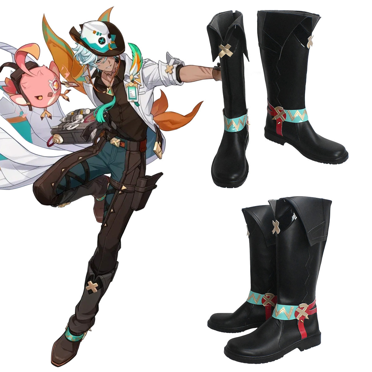 Akatsuki Deidara aus Naruto Halloween Weiße Schuhe Cosplay Stiefel