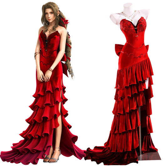 Final Fantasy VII Remake FF7 Aerith Gainsborough Red Dress Cosplay Costume