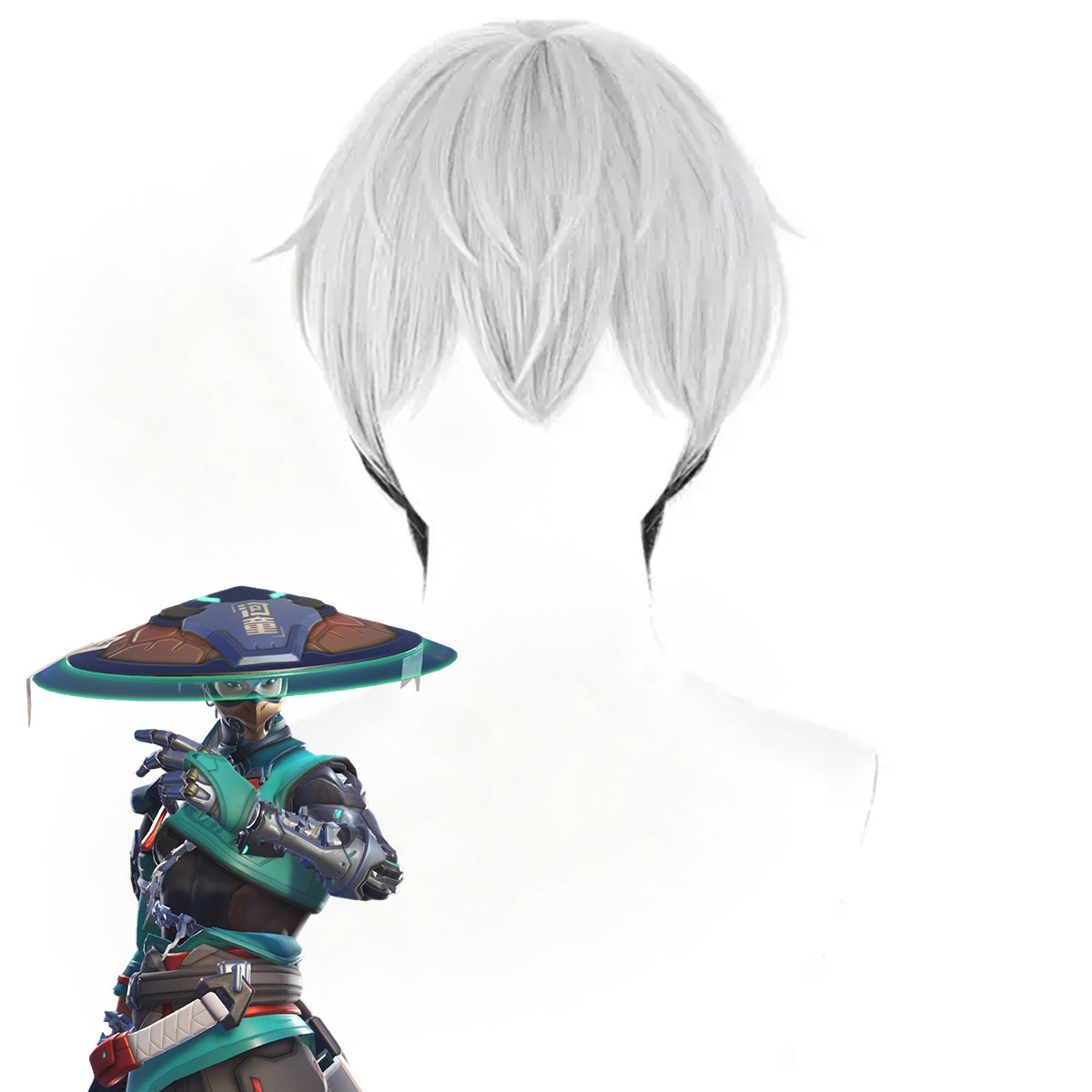 Overwatch Mizuki Grey Cosplay Wig