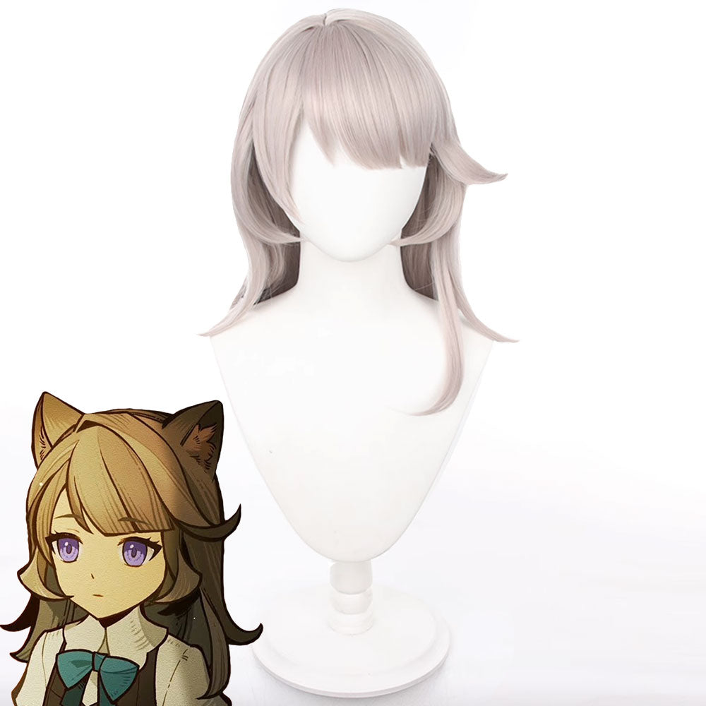 Genshin Impact Childhood Lynette Light Grey Cosplay Wig