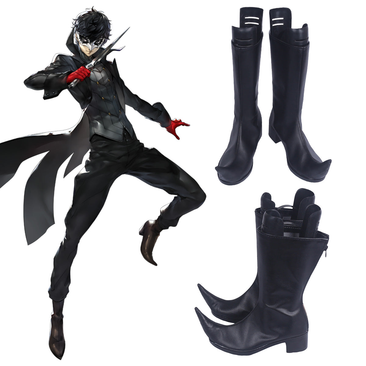 Persona 5 Joker Protagonist Akira Kurusu Ren Amamiya Black Shoes Cosplay Boots - A Edition