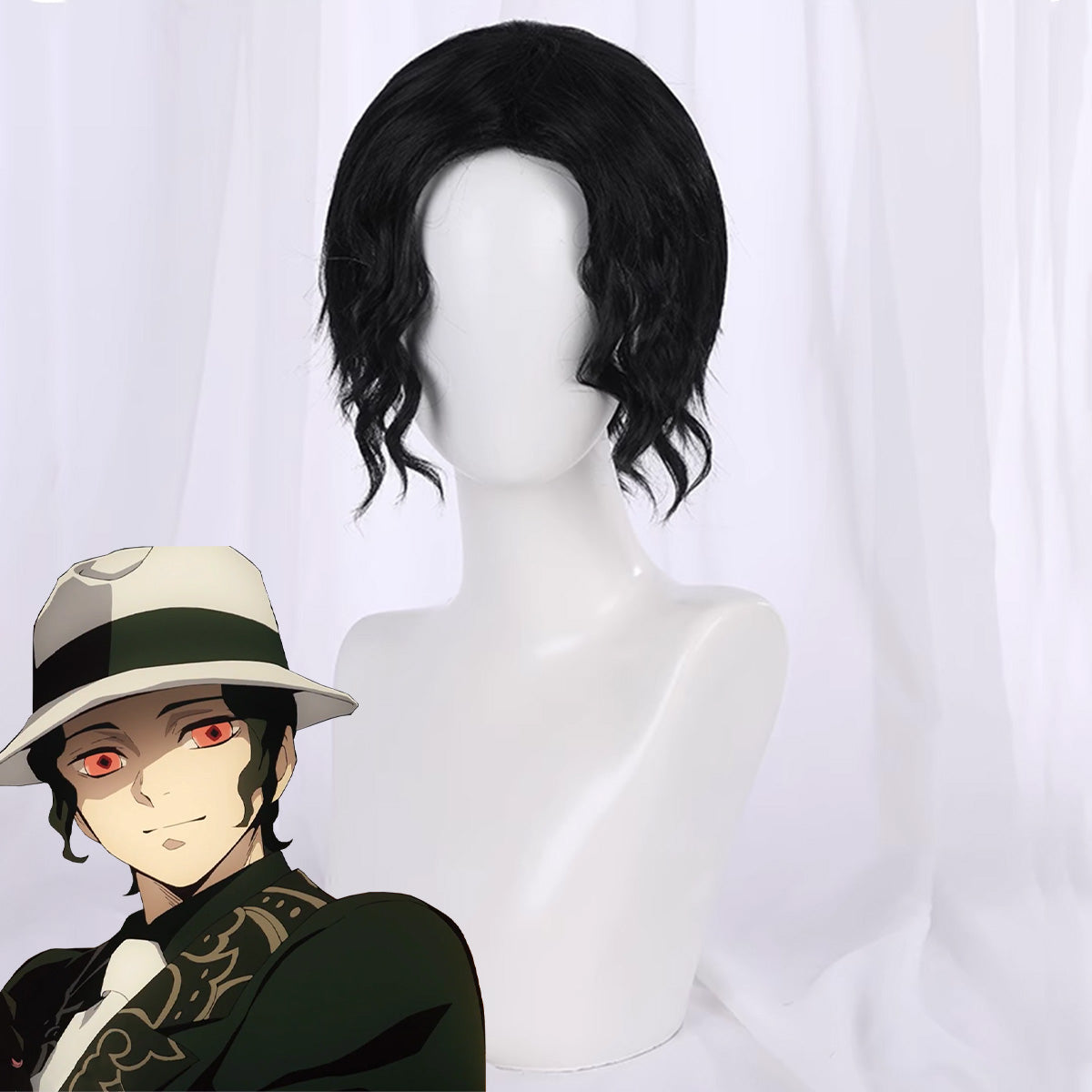 Demon Slayer: Kimetsu No Yaiba Muzan Kibutsuji Black Cosplay Wig