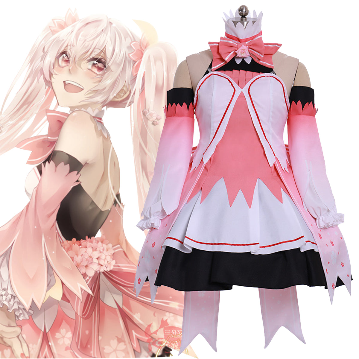 Vocaloid Hatsune Miku Sakura Miku Rosa Kleid Cosplay Kostüm