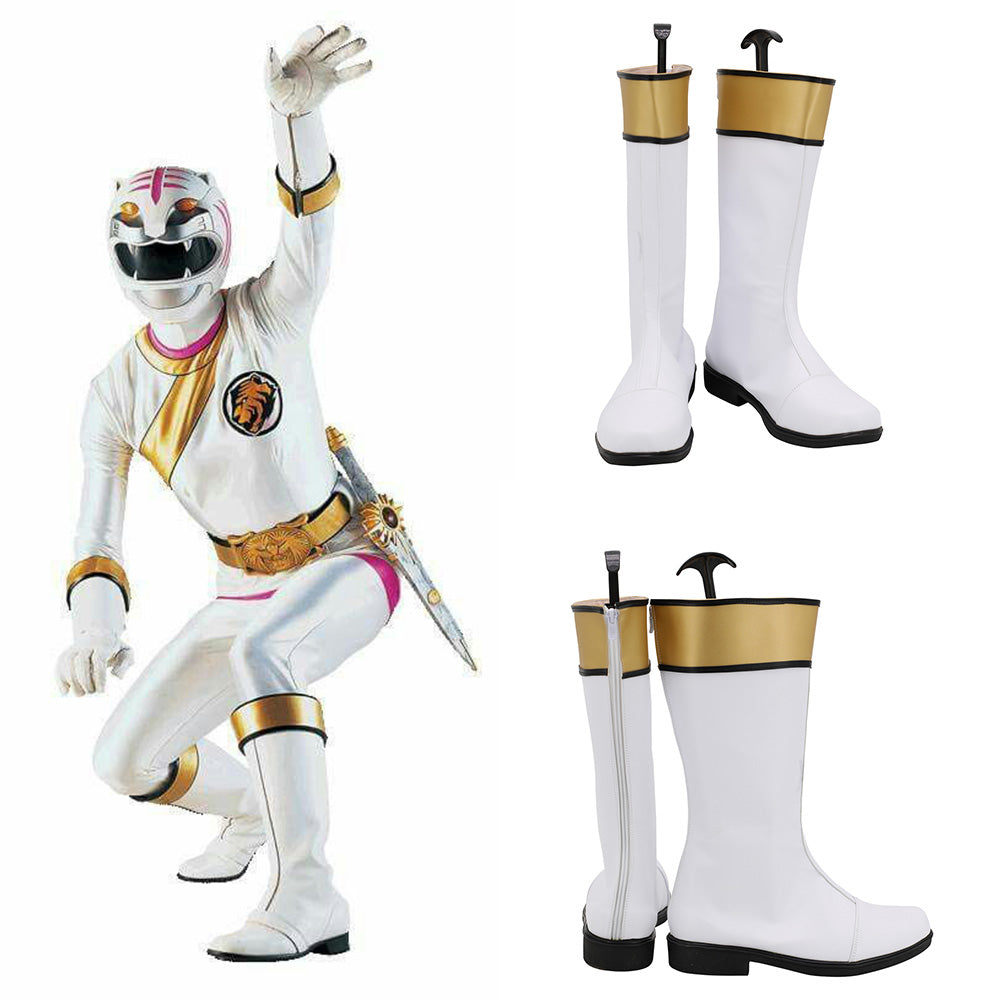 Power Rangers Wild Force White Wild Force Ranger White Shoes Cosplay Boots