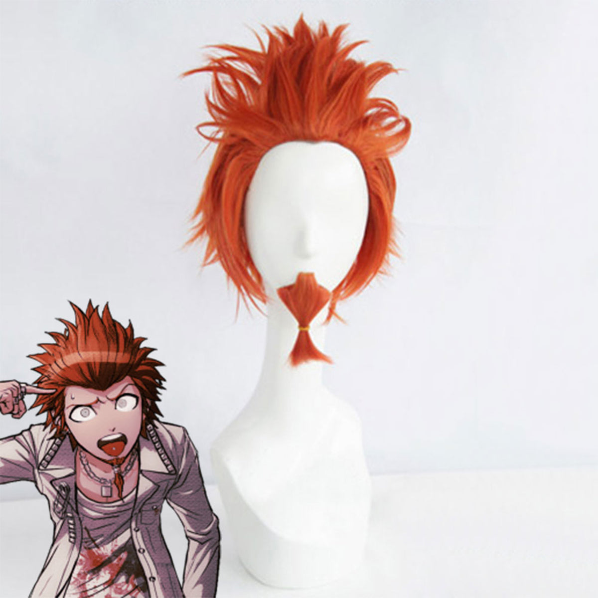Danganronpa: Trigger Happy Havoc Leon Kuwata Orange Cosplay Wig - Wig + Beard