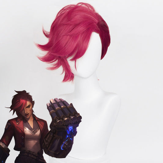 Arcane League of Legends LOL Arcane Vi Red Cosplay Wig