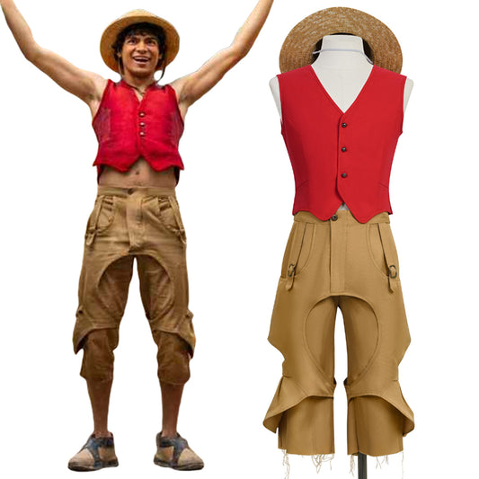 Netflix One Piece Live Action Season 2 Monkey D Luffy Includes Hat Cosplay Costume
