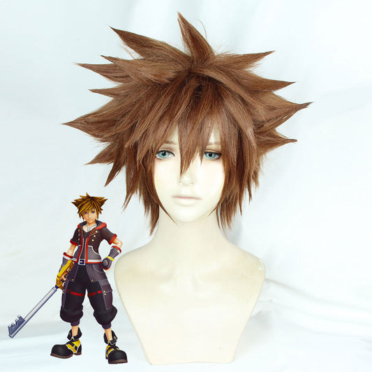Kingdom Hearts III Sora Brown Yellow Cosplay Wig