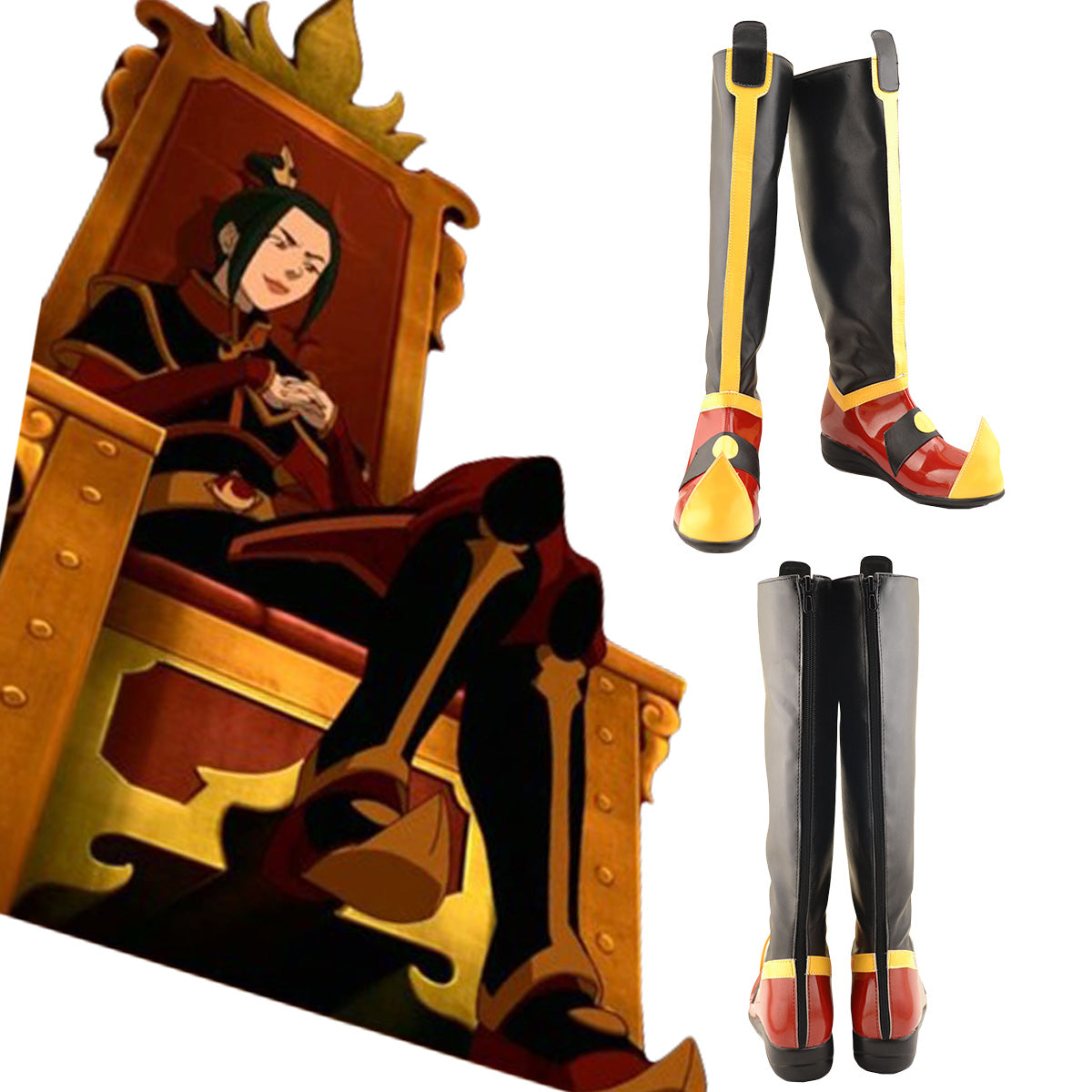 Avatar: The Last Airbender Azula Black Red Shoes Cosplay Boots