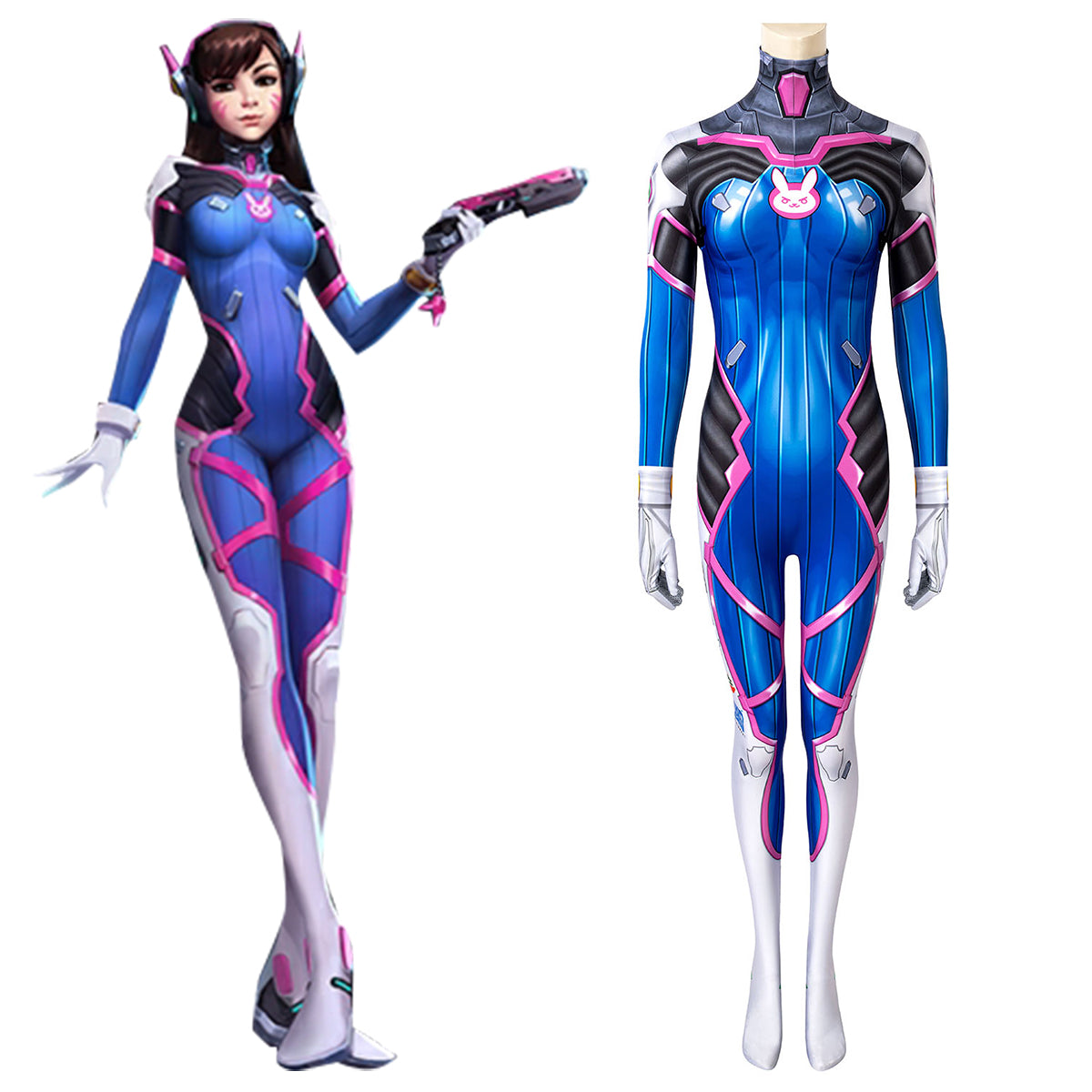 Overwatch OW D.Va DVa Hana Song Zentai Jumpsuit Cosplay Costume