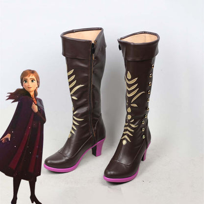 Frozen 2 Anna Brown Shoes Cosplay Boots