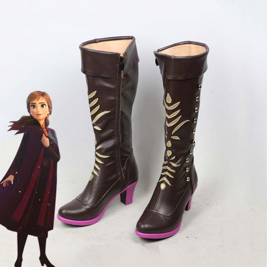 Frozen 2 Anna Brown Shoes Cosplay Boots