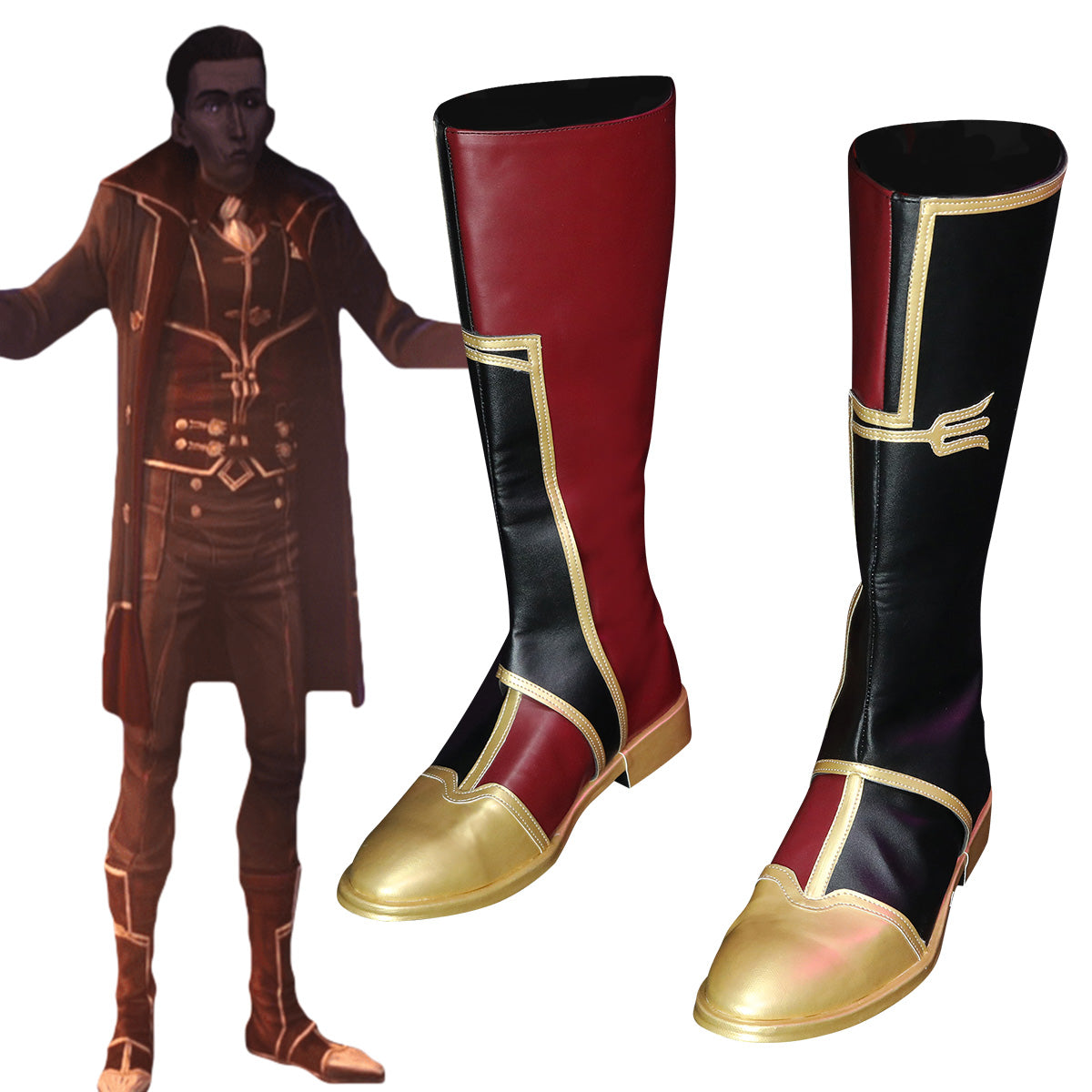 Arcane League of Legends LOL Arcane Silco Black Red Shoes Cosplay Boots
