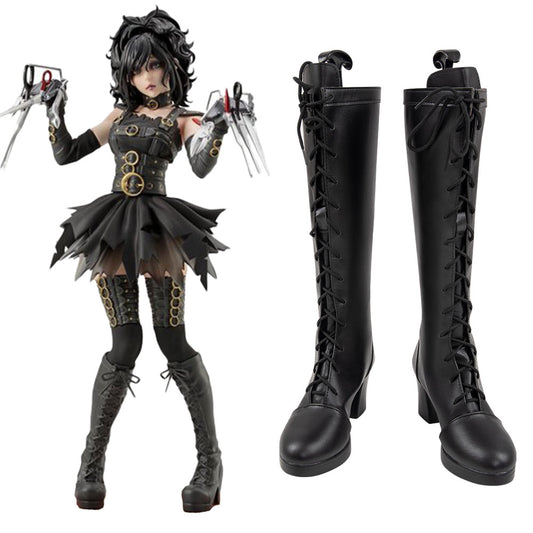 Edward Scissorhands Horror Female Halloween Black Shoes Cosplay Boots