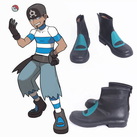 PM Team Aqua Grunt Male Female Black Cosplay Shoes