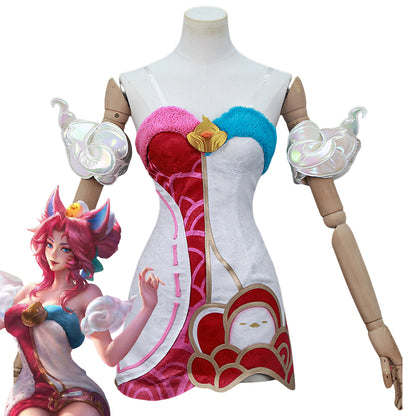 League of Legends LOL Ahri Spirit Blossom Springs Ahri Mythic Chroma Cosplay Costume