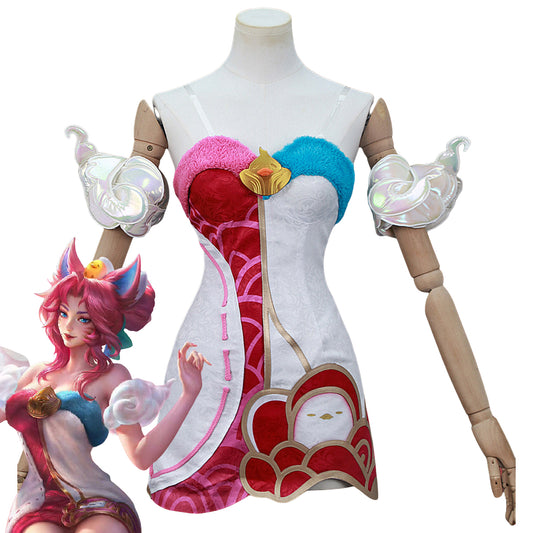 League of Legends LOL Ahri Spirit Blossom Springs Ahri Mythic Chroma Cosplay Costume