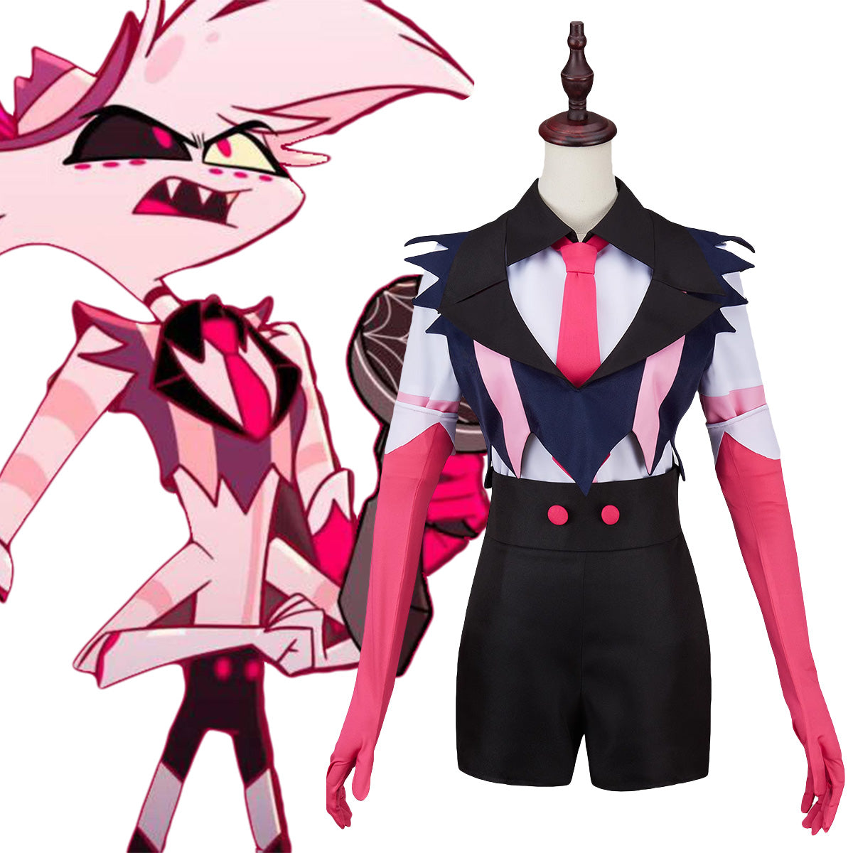Angel Dust Performance Hazbin Hotel Angel Dust Battle Outfit Cosplay Costume – Gcosplay