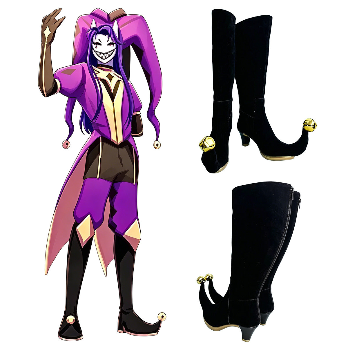 TFC Jester Black Shoes Cosplay Boots