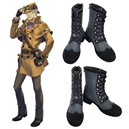 The Great Ace Attorney Chronicles A Most Singular Great Detective Herlock Sholmes Grey Cosplay Shoes