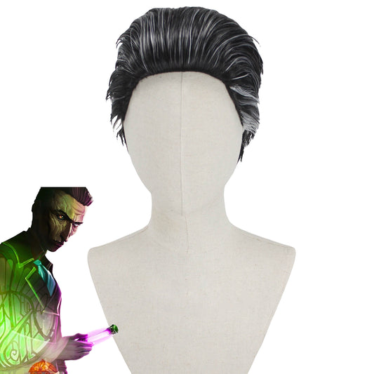 League of Legends LOL Arcane Silco Black Cosplay Wig