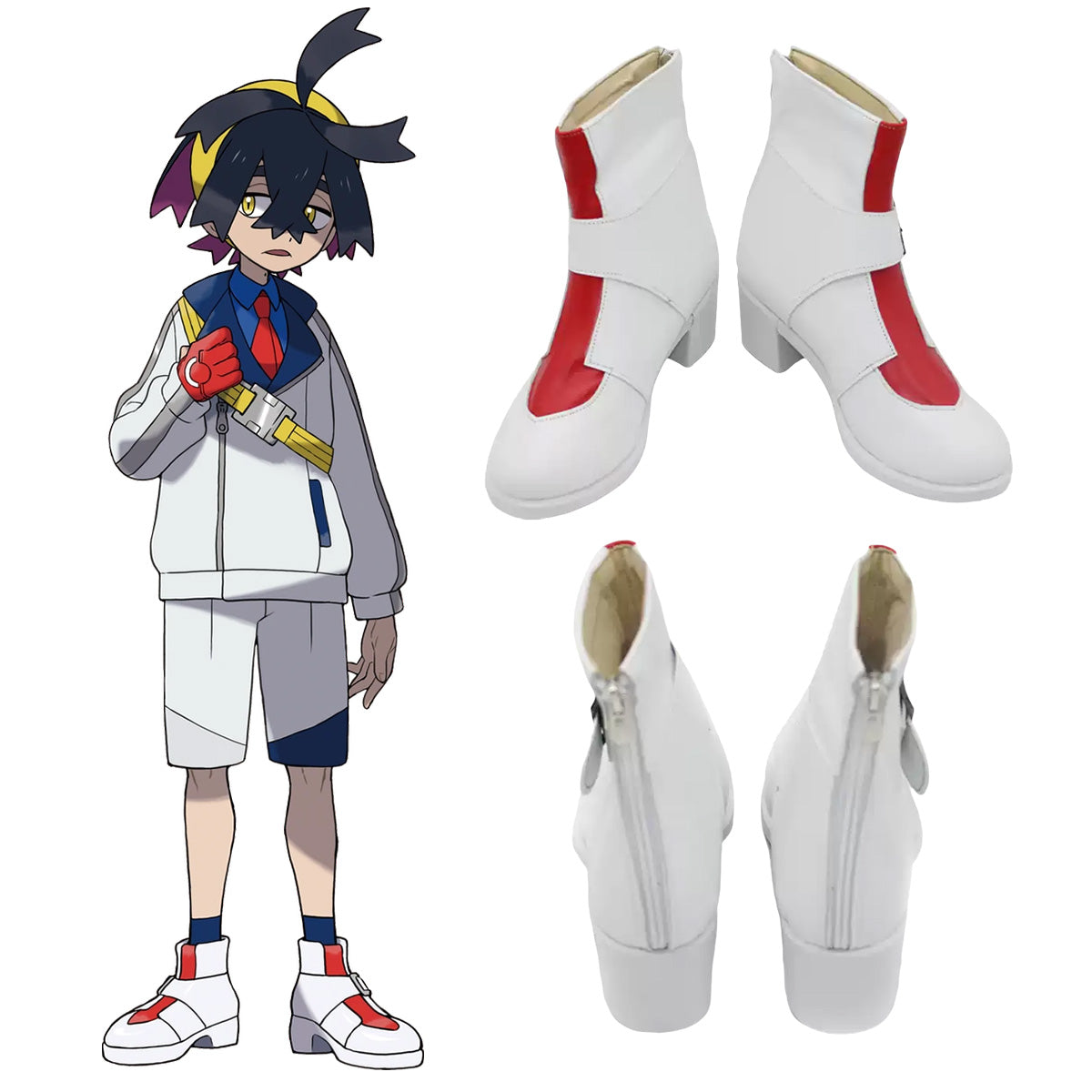 Akatsuki Deidara de Naruto Halloween zapatos blancos botas de Cosplay