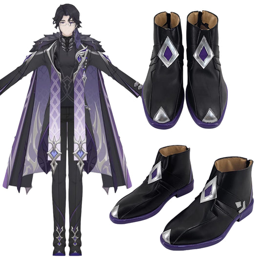 Genshin Impact Pantalone Fatui Regrator Black Cosplay Shoes