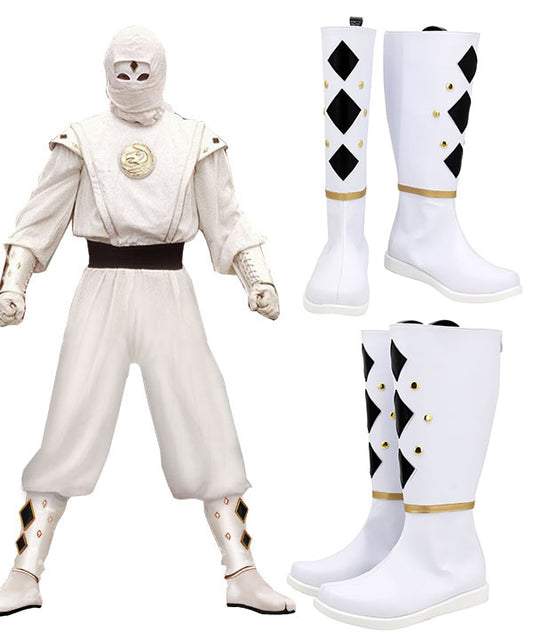 Power Rangers White Ninjetti Ranger White Ninja Ranger White Shoes Cosplay Boots