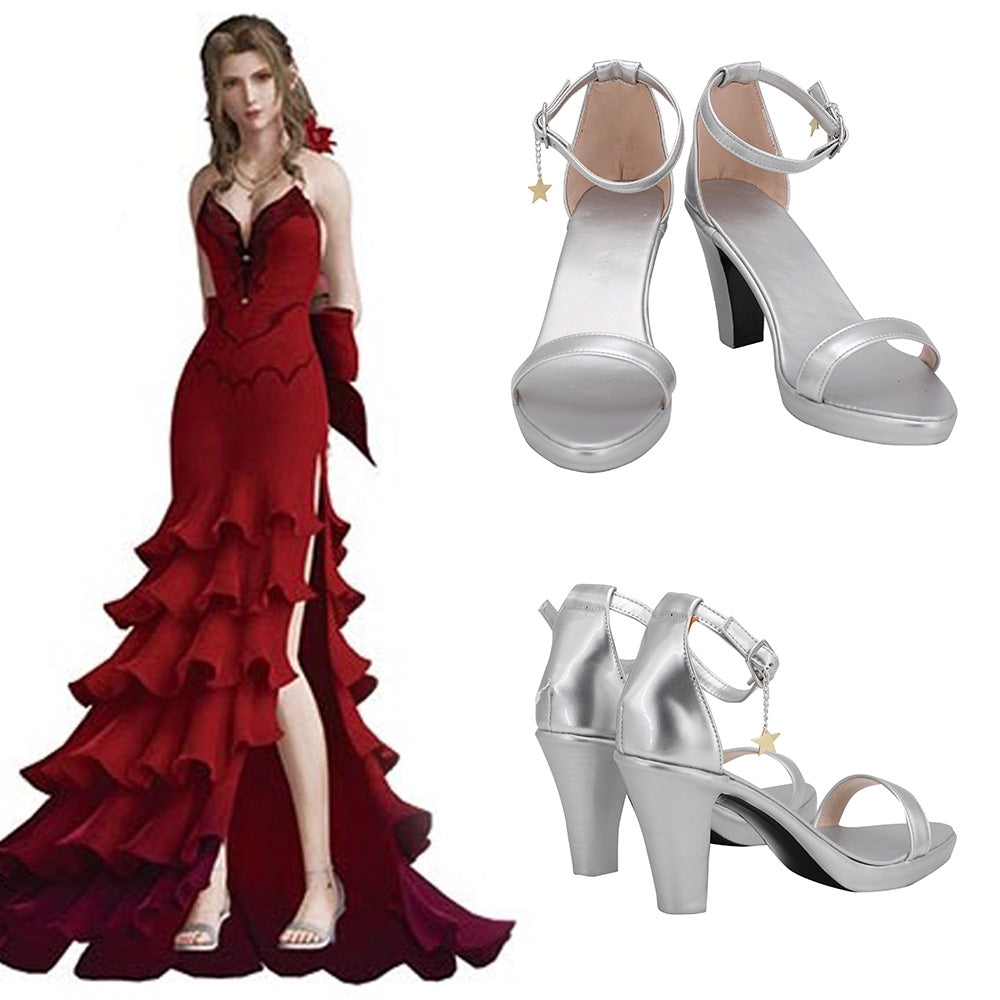 Final Fantasy VII Remake FF7 Aerith Gainsborough White Cosplay Shoes