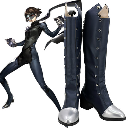 Persona 5 Queen Makoto Niijima Deep Grey Shoes Cosplay Boots - B Edition